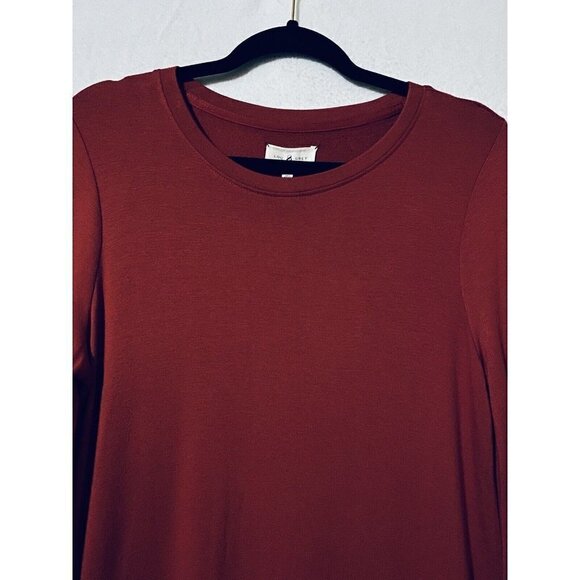 Lou and Grey Womens Medium Jersey Knit Dress Burnt Orange Soft Long Sleeves Boho - Picture 3 of 6